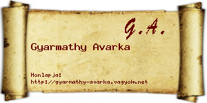 Gyarmathy Avarka névjegykártya